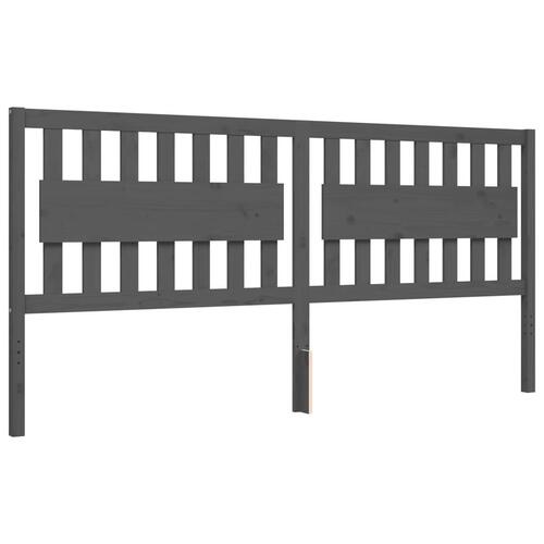 Sengeramme med sengegavl 200x200 cm massivt træ grå