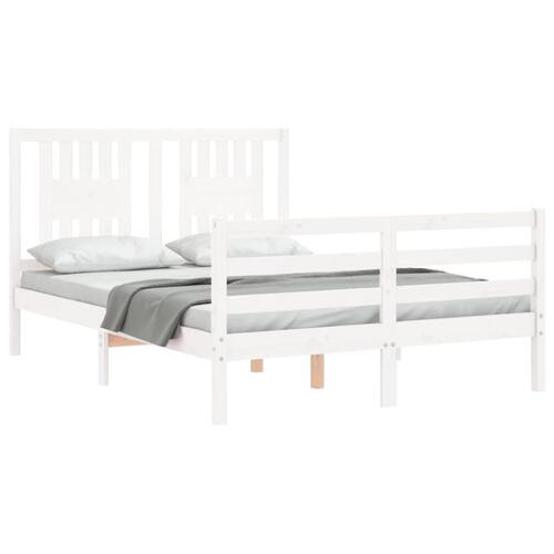 Sengeramme med sengegavl 120x200 cm massivt træ hvid