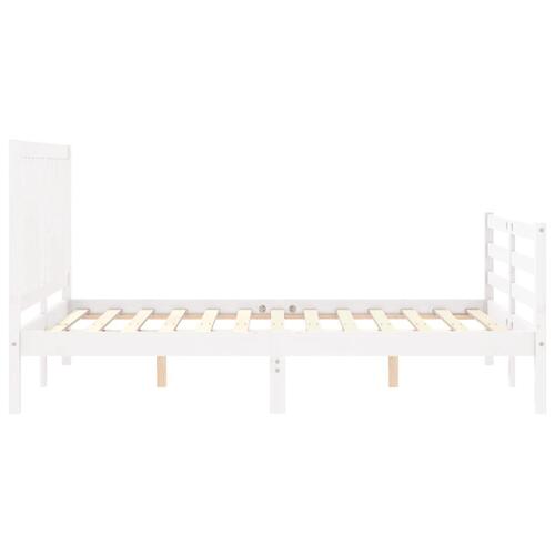 Sengeramme med sengegavl 120x200 cm massivt træ hvid