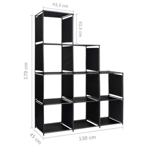 Displayreol trappeformet 130x45x170 cm stof