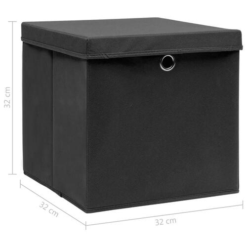 Opbevaringskasser med låg 10 stk. 32x32x32 stof sort