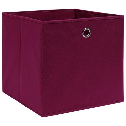 Opbevaringskasser 10 stk. 32x32x32 stof mørkerød
