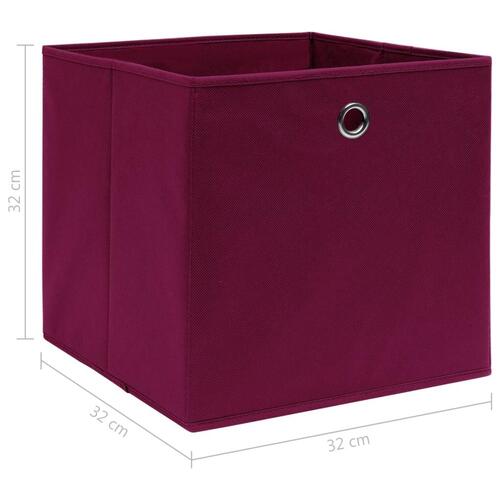 Opbevaringskasser 10 stk. 32x32x32 stof mørkerød