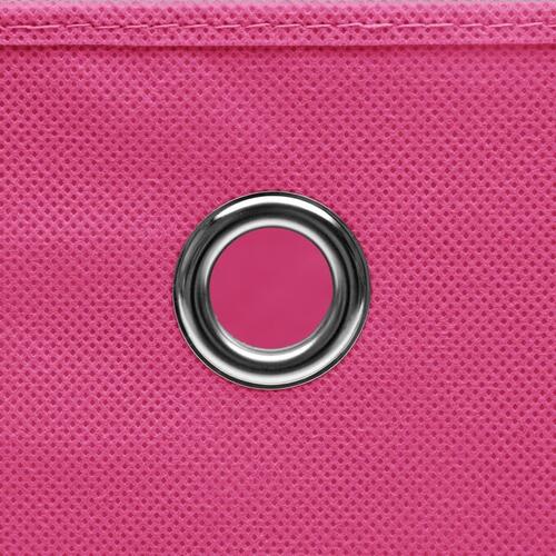 Opbevaringskasser med låg 4 stk. 32x32x32 stof pink