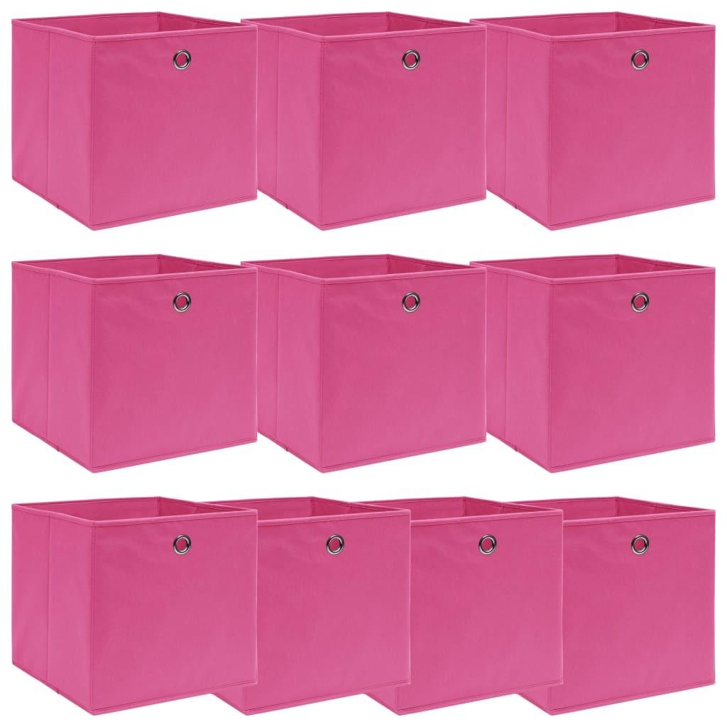 Opbevaringskasser 10 stk. 32x32x32 stof pink