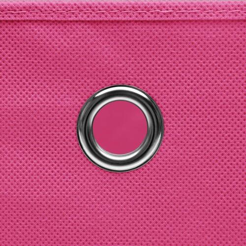 Opbevaringskasser med låg 10 stk. 32x32x32 stof pink