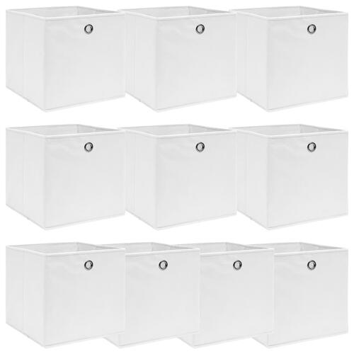 Opbevaringskasser 10 stk. 32x32x32 stof hvid