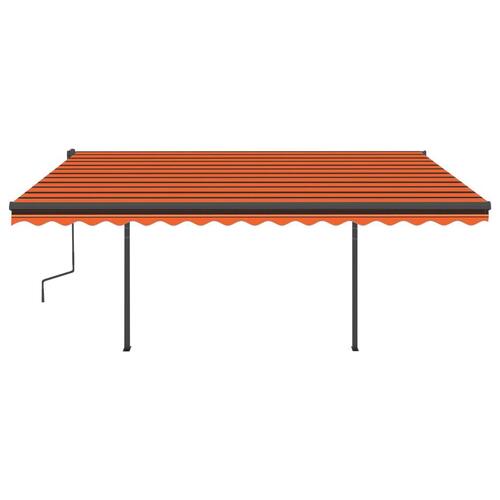 Markise m. LED + vindsensor 4,5x3,5 m automatisk orange og brun