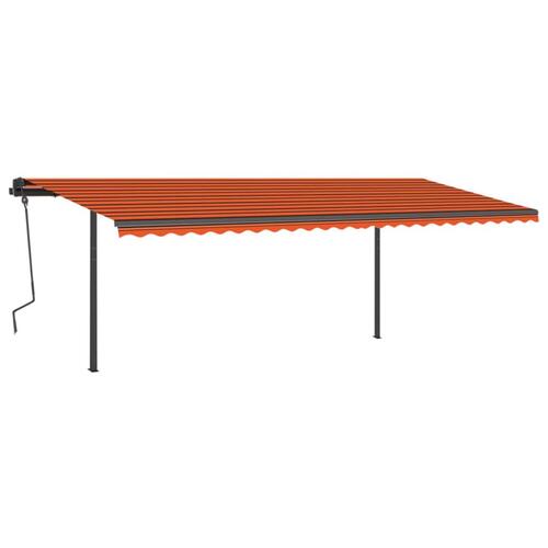 Markise m. LED + vindsensor 6x3,5 m automatisk orange og brun
