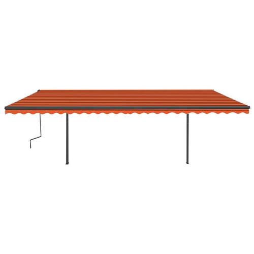 Markise m. LED + vindsensor 6x3,5 m automatisk orange og brun