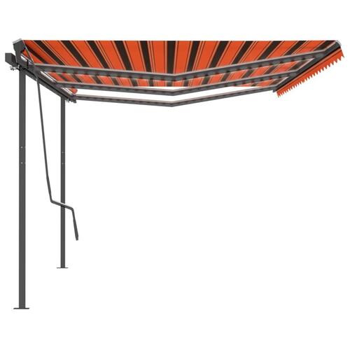 Markise m. LED + vindsensor 6x3,5 m automatisk orange og brun