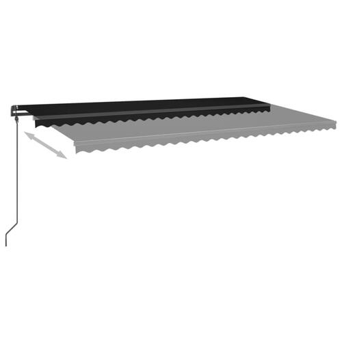 Markise m. LED + vindsensor 6x3,5 m automatisk antracitgrå