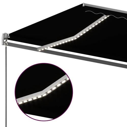 Markise m. LED + vindsensor 6x3,5 m automatisk antracitgrå