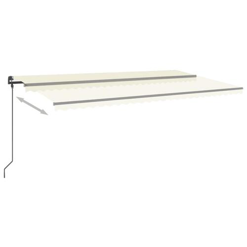 Markise m. LED + vindsensor 6x3,5 m automatisk cremefarvet