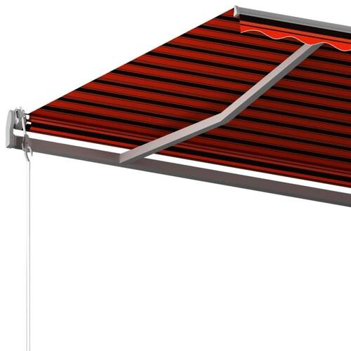 Foldemarkise med stolper 6x3,5 m automatisk orange og brun