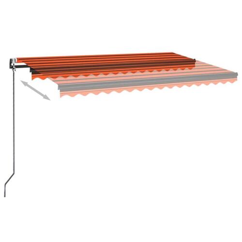 Markise m. LED + vindsensor 450x350 cm automatisk orange/brun