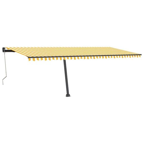 Markise m. LED + vindsensor 600x350 cm automatisk gul og hvid