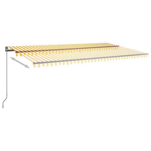 Markise m. LED + vindsensor 600x350 cm automatisk gul og hvid
