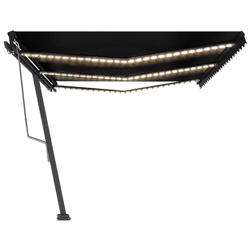 Markise m. LED + vindsensor 600x350 cm automatisk antracit