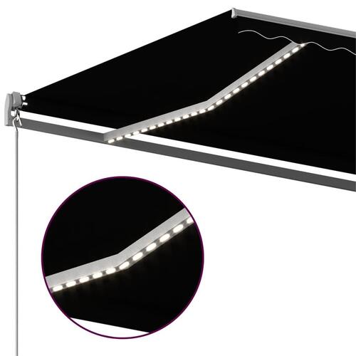 Markise m. LED + vindsensor 600x350 cm automatisk antracit
