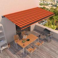 Markise m. LED + vindsensor 600x350 cm automatisk orange/brun