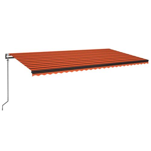 Markise m. LED + vindsensor 600x350 cm automatisk orange/brun