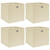 Opbevaringskasser 4 stk. 32x32x32 stof cremefarvet