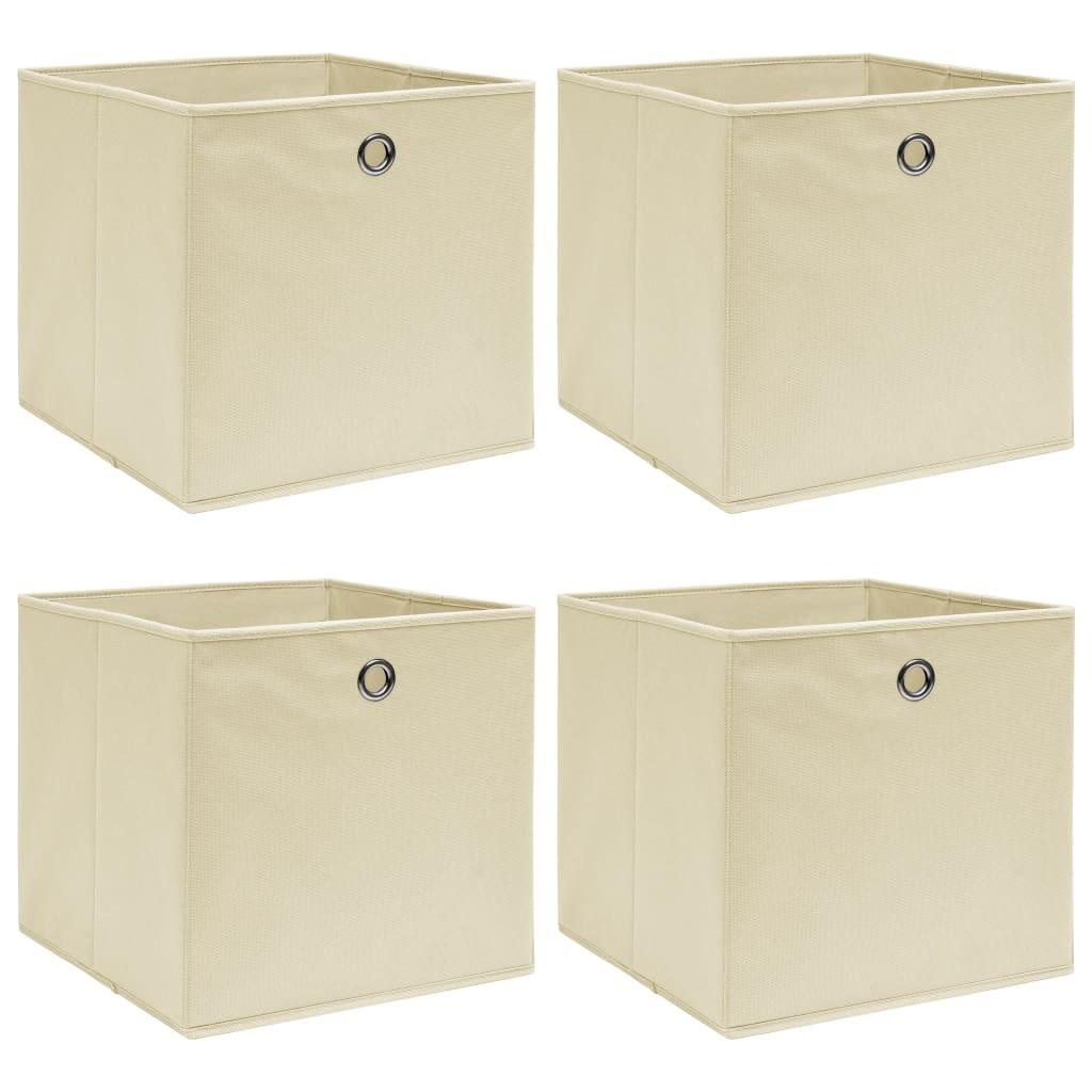 Opbevaringskasser 4 stk. 32x32x32 stof cremefarvet