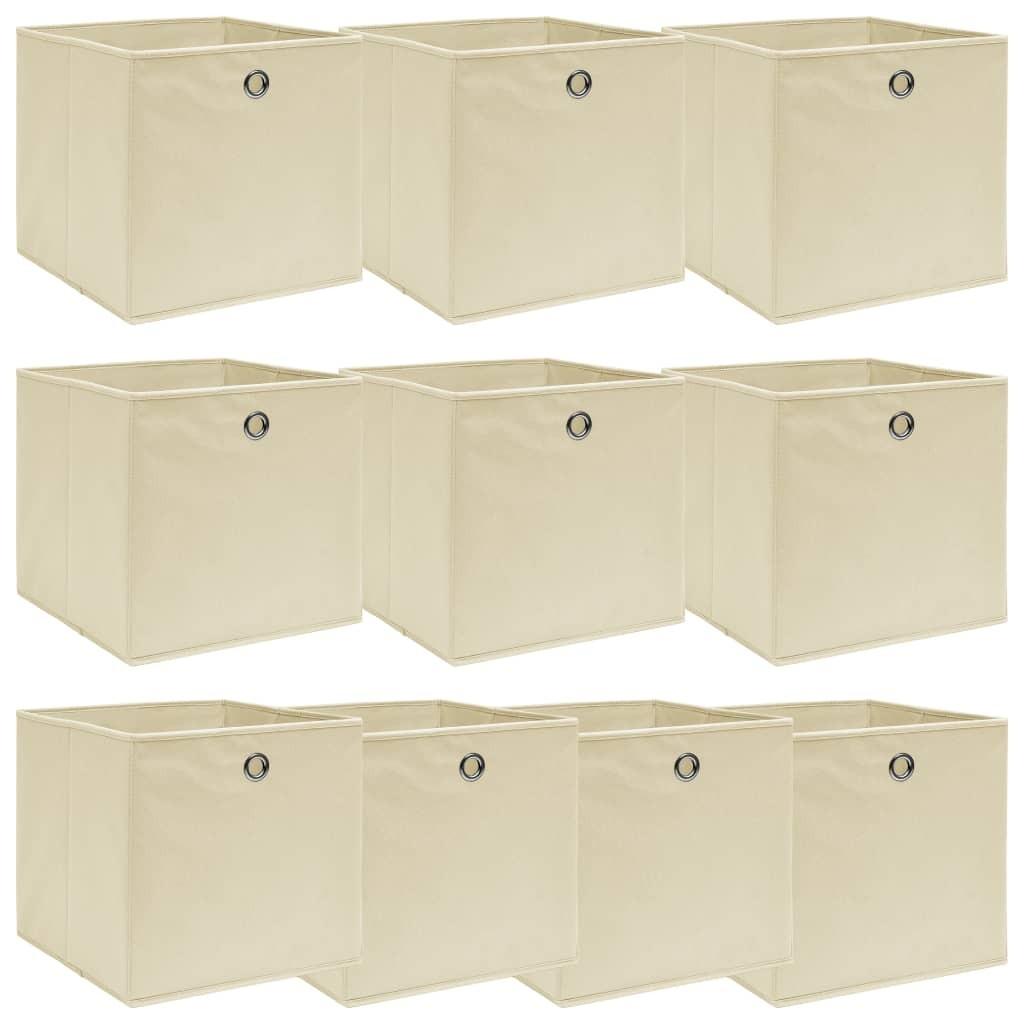 Opbevaringskasser 10 stk. 32x32x32 stof cremefarvet