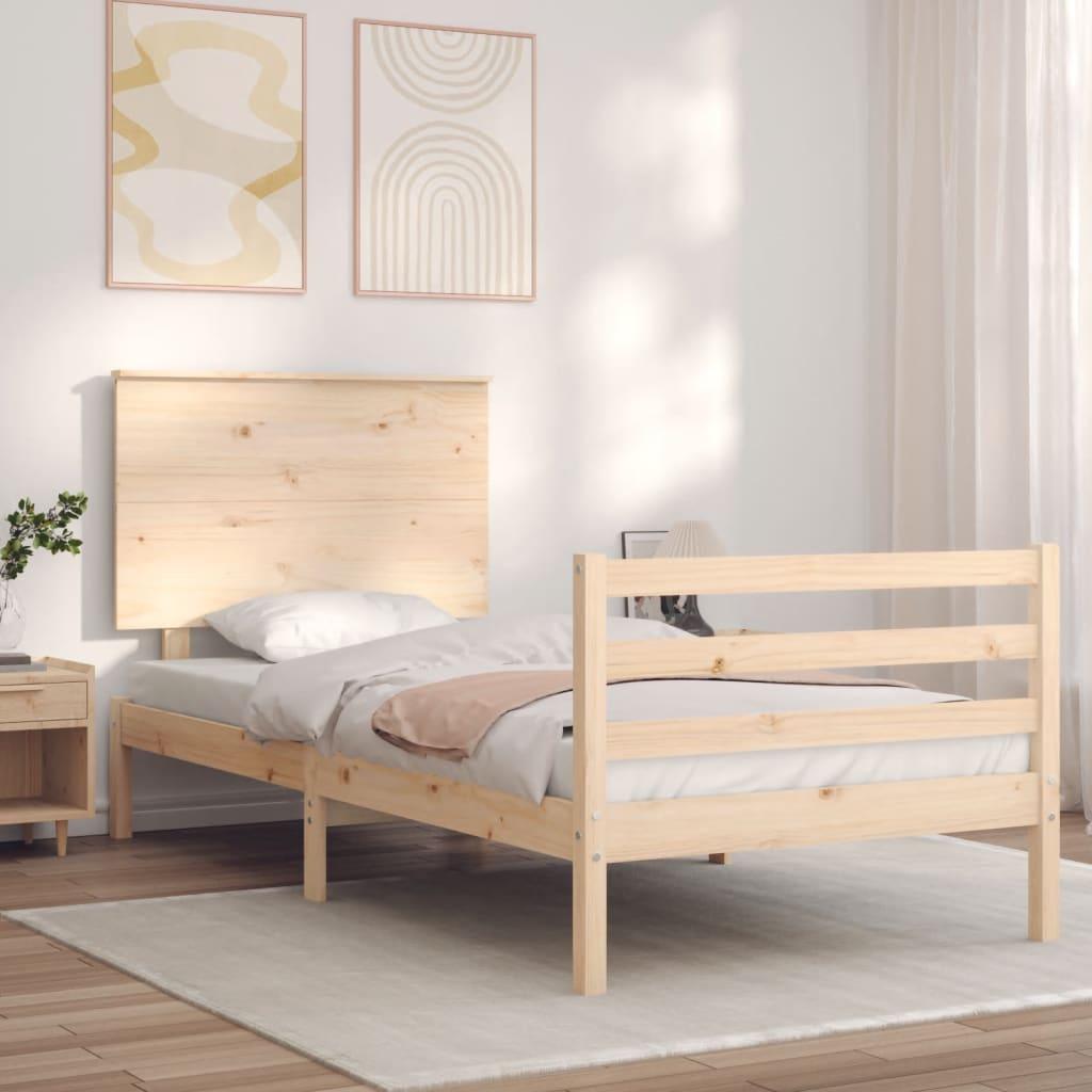 Sengeramme med sengegavl 100x200 cm massivt træ
