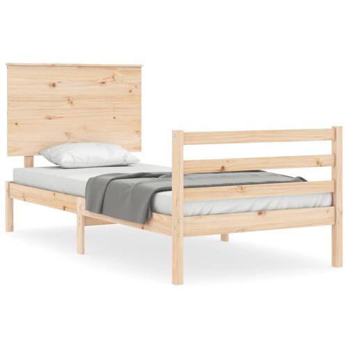Sengeramme med sengegavl 100x200 cm massivt træ