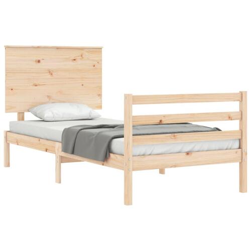 Sengeramme med sengegavl 100x200 cm massivt træ