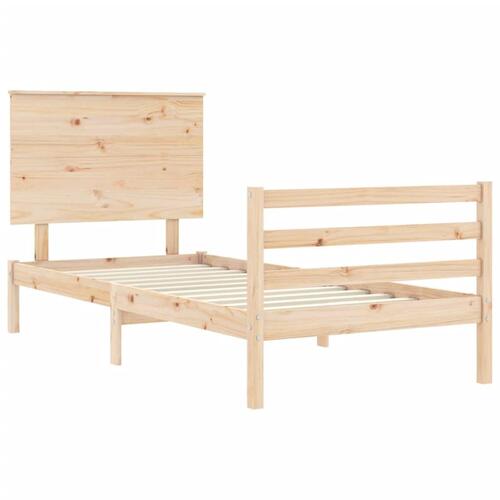 Sengeramme med sengegavl 100x200 cm massivt træ