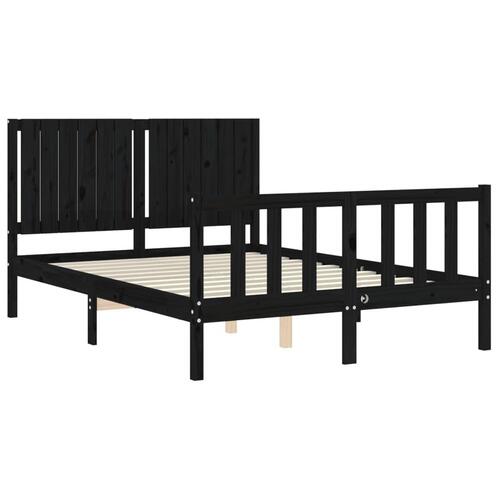 Sengeramme med sengegavl 140x190 cm massivt træ sort