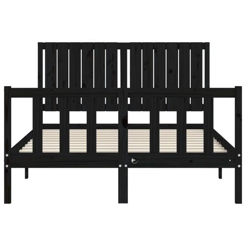 Sengeramme med sengegavl 140x190 cm massivt træ sort