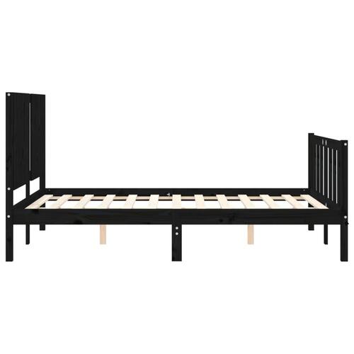 Sengeramme med sengegavl 140x190 cm massivt træ sort