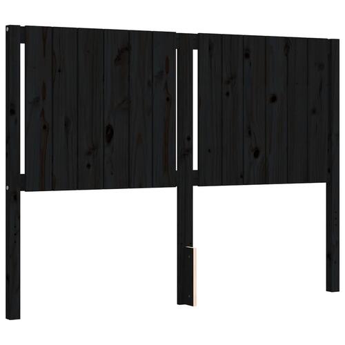 Sengeramme med sengegavl 140x190 cm massivt træ sort
