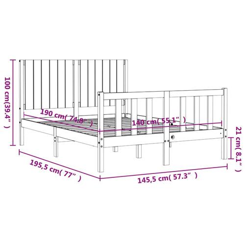 Sengeramme med sengegavl 140x190 cm massivt træ sort