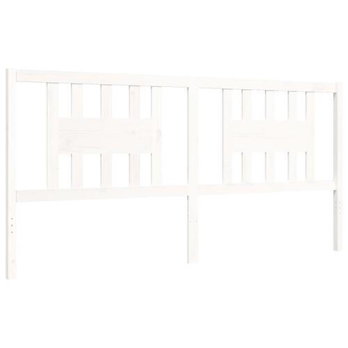 Sengeramme med sengegavl 200x200 cm massivt træ hvid