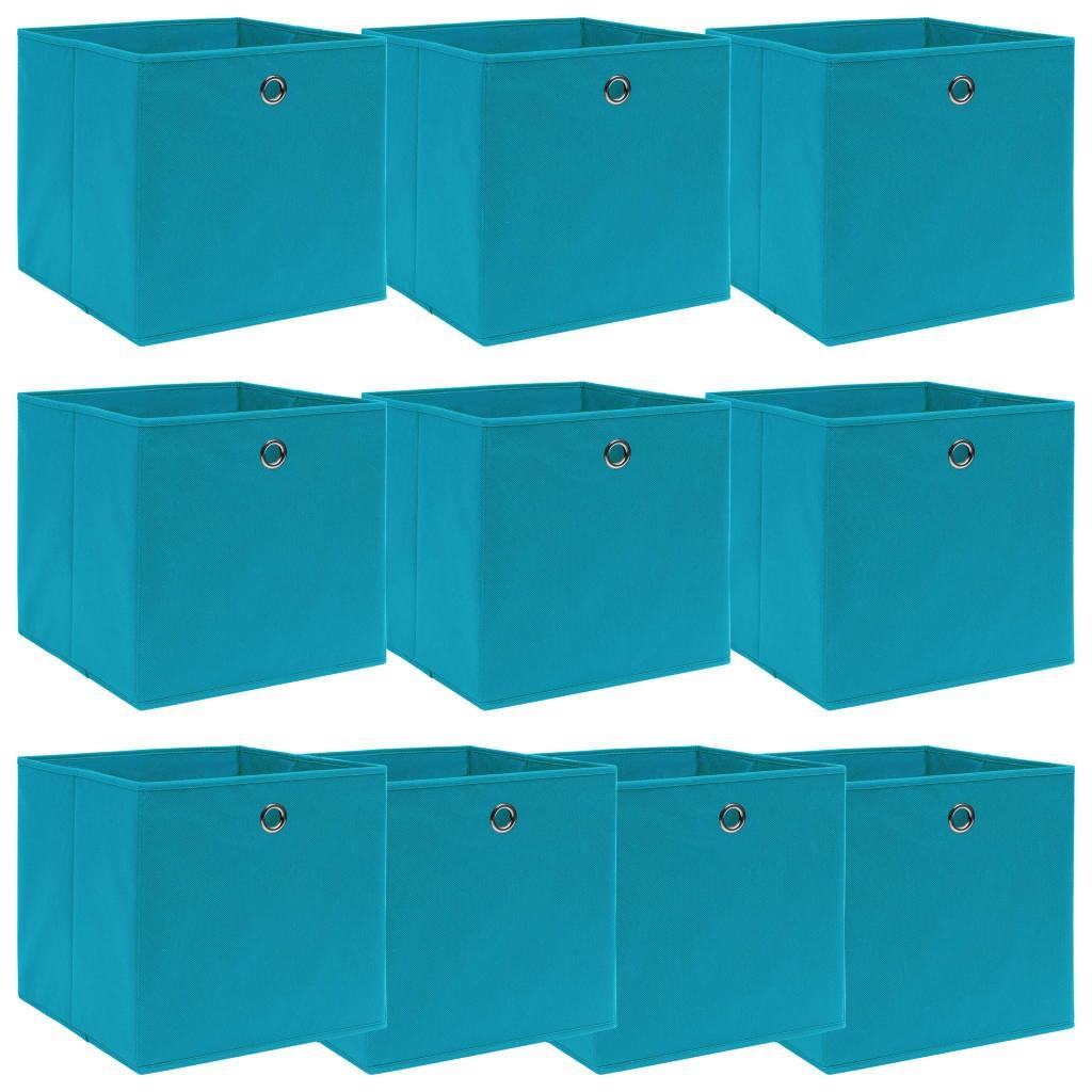 Opbevaringskasser 10 stk. 32x32x32 stof babyblå