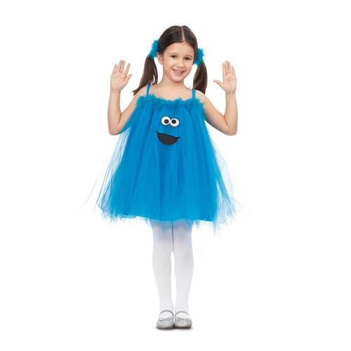 Kostume til børn Cookie Monster Sesame Street Blå (2 Dele) 5-6 år