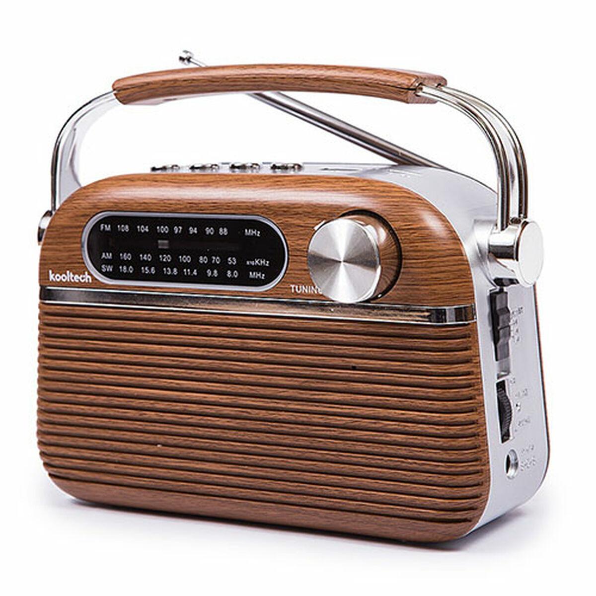 Kooltech Vintage bærbar Bluetooth-radio - brun