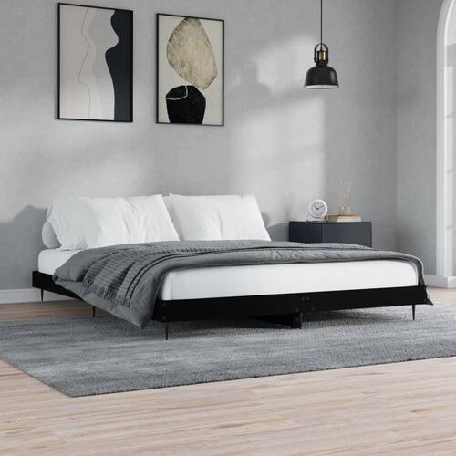 Sengestel 140x200 cm massivt træ sort