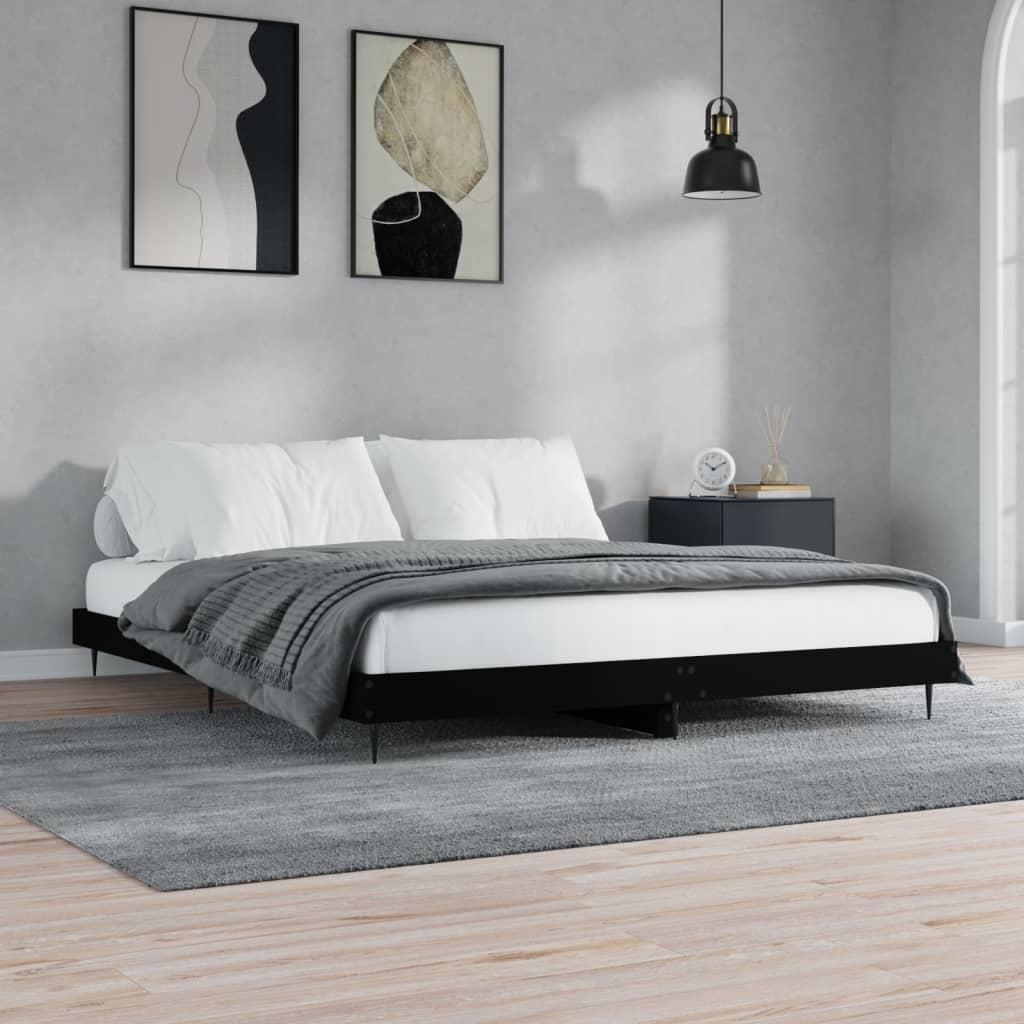 Sengestel 140x200 cm massivt træ sort