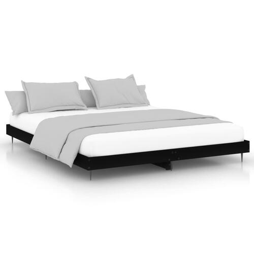 Sengestel 140x200 cm massivt træ sort