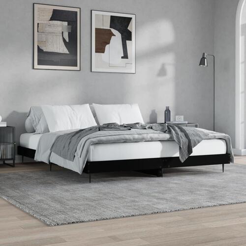 Sengestel 140x200 cm massivt træ sort