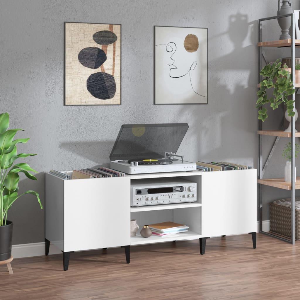 Vinylskab 121×38×48 cm i hvid højglans - konstrueret træ billede