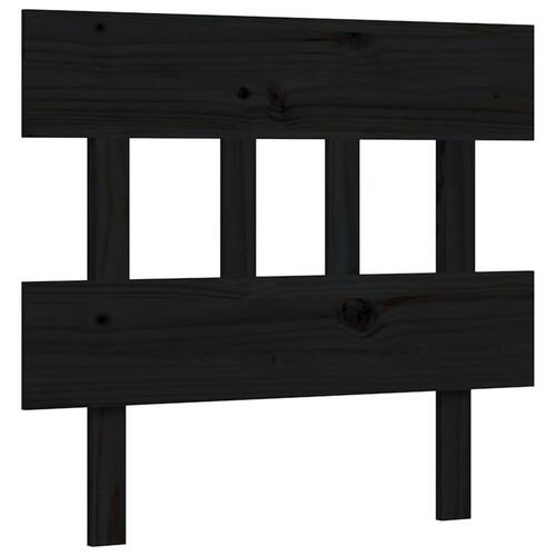 Sengeramme med sengegavl Small Single massivt træ sort
