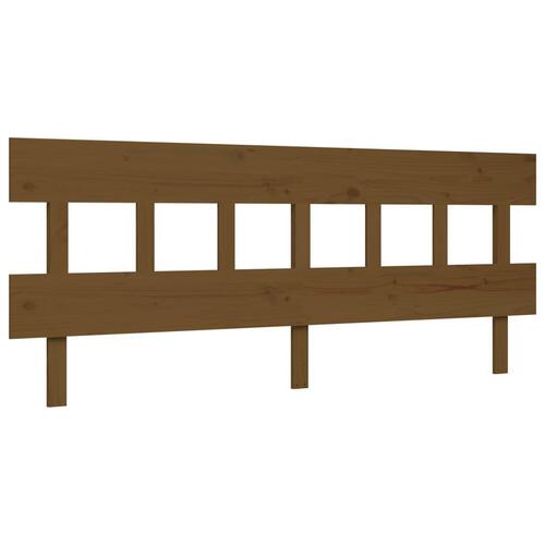 Sengeramme med sengegavl 200x200 cm massivt træ gyldenbrun