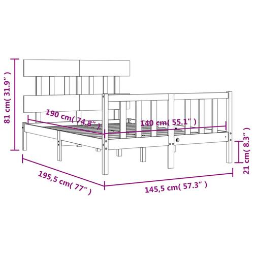 Sengeramme uden madras 140x190 cm massivt fyrretræ